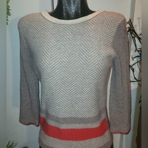 Telluride Clothing 100% Extrafine Merino Wool Striped Hem Sweater M